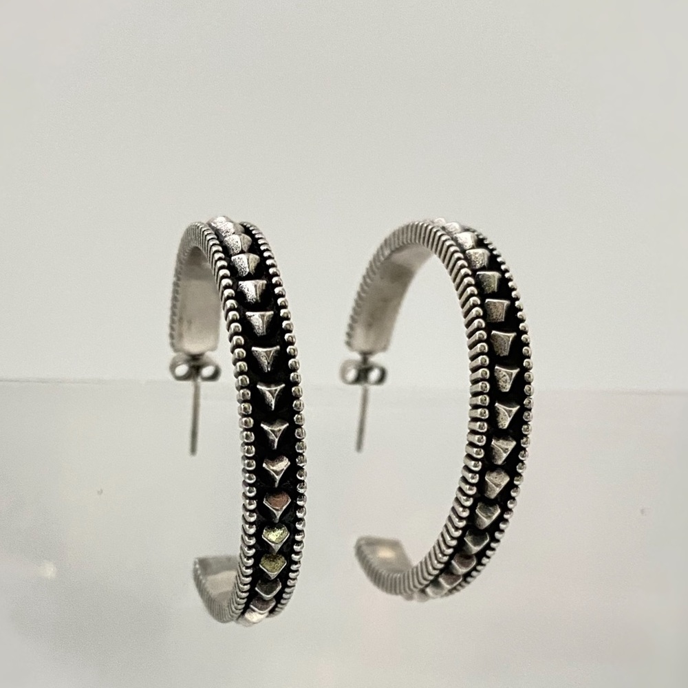 Silver Studded Black Earrings